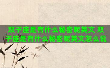 双子座是有什么秘密呢英文 双子座是有什么秘密呢英文怎么说